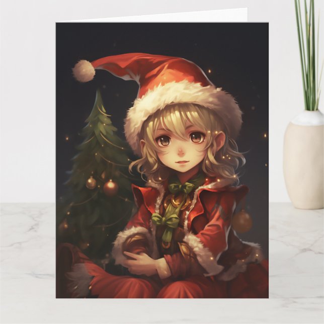 Cute Christmas Elf Card (Front)