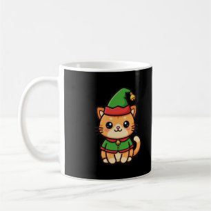 Cute Christmas Elf Cat Coffee Mug