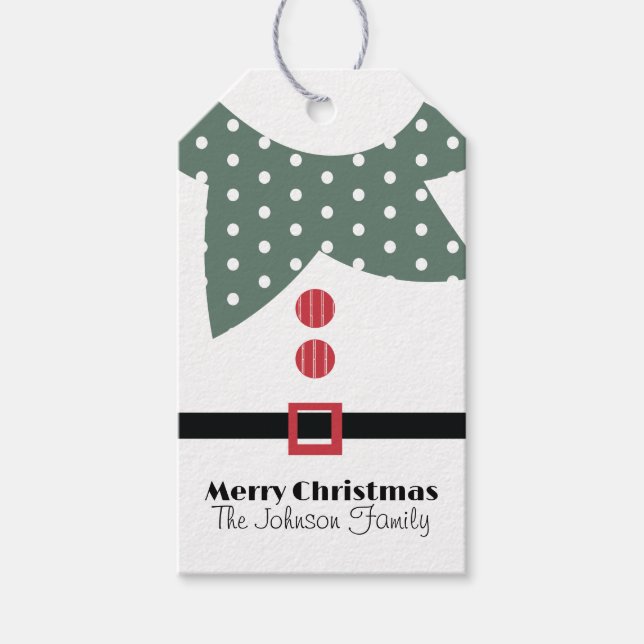 Cute Christmas Elf Family Gift Tags (Front)