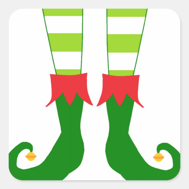 Cute Christmas Elf Feet Square Sticker (Front)
