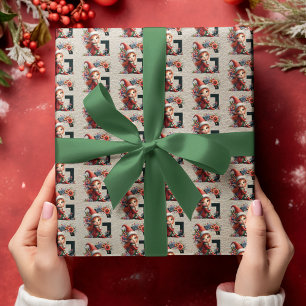 Cute Christmas Elf Festive Letter G Wrapping Paper