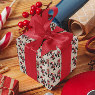 Cute Christmas Elf Festive Letter M Wrapping Paper