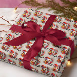 Cute Christmas Elf Festive Letter Q Wrapping Paper<br><div class="desc">Cute,  Christmas Elf in festive attire with a monogram letter Q decorated with floral decor on a faux,  tan leather background.</div>