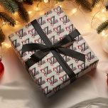 Cute Christmas Elf Festive Letter Z Wrapping Paper<br><div class="desc">Cute,  Christmas Elf in festive attire with a monogram letter Z decorated with floral decor on a faux,  tan leather background.</div>