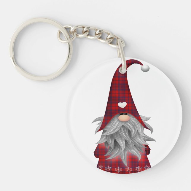 Cute Christmas Elf Gnome Key Ring (Front)