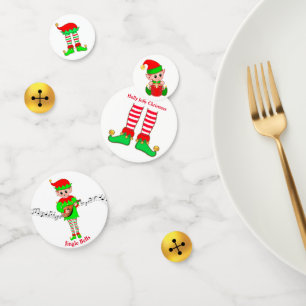 Cute Christmas Elf & Golden Jingle Bells Confetti
