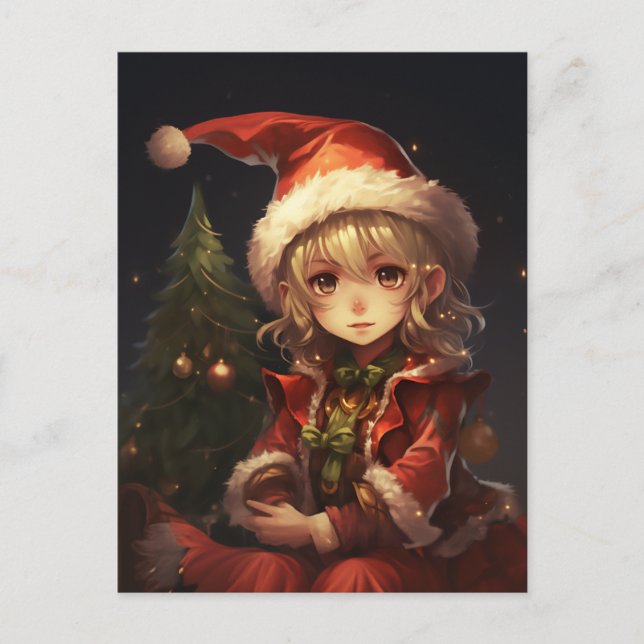 Cute Christmas Elf Holiday Postcard (Front)