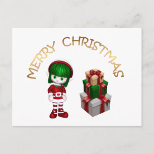 Cute Christmas Elf Holiday Postcard