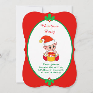 Cute Christmas Elf Invitation