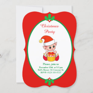 Cute Christmas Elf Invitation