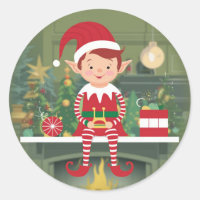 Cute Christmas Elf On Shelf Sticker