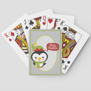Cute Christmas Elf Penguin Playing Cards