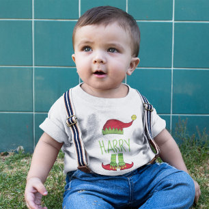 Cute Christmas Elf Personalised Baby T-Shirt