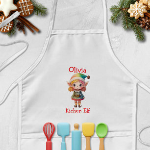 Cute Christmas Elf Personalised Kids Apron