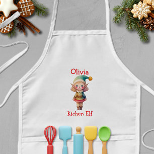 Cute Christmas Elf Personalized Kids Apron