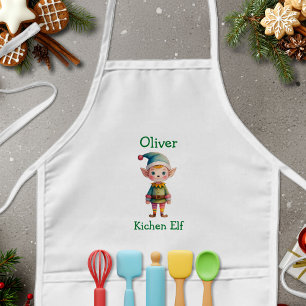 Cute Christmas Elf Personalized Kids Apron