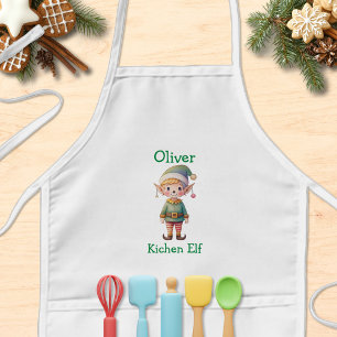 Cute Christmas Elf Personalized Kids Apron