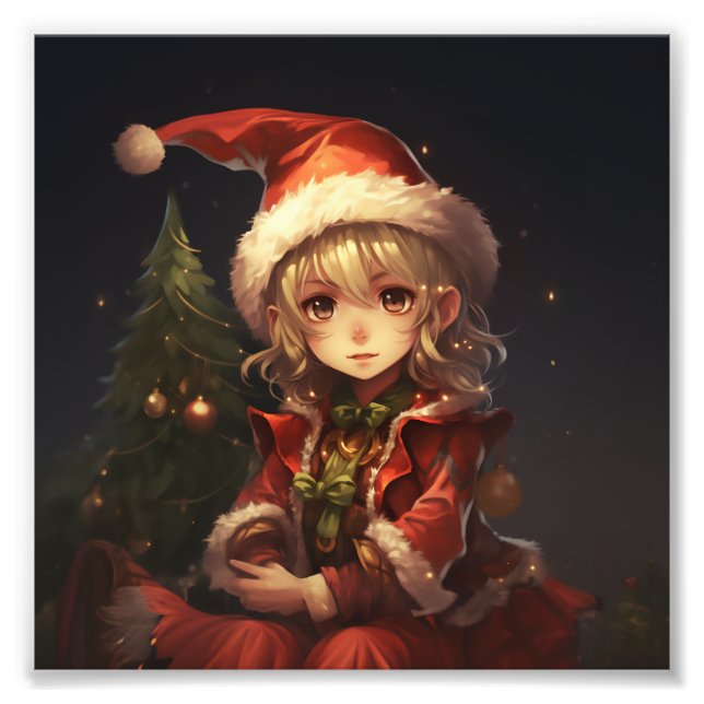 Cute Christmas Elf Photo Print (Front)