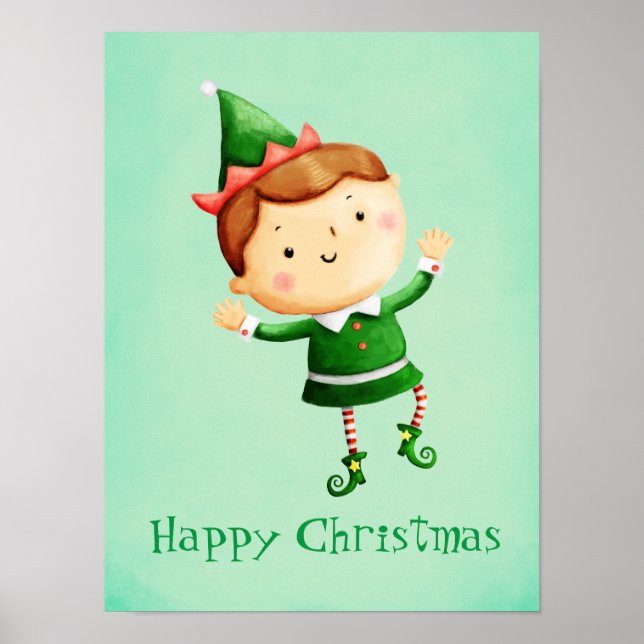 Cute Christmas Elf Poster (Front)