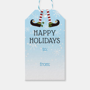 Cute Christmas Elf Snow TO FROM Custom Greeting Gift Tags