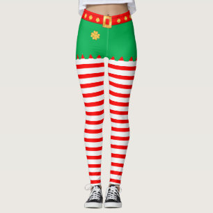Cute Christmas elf striped Leggings