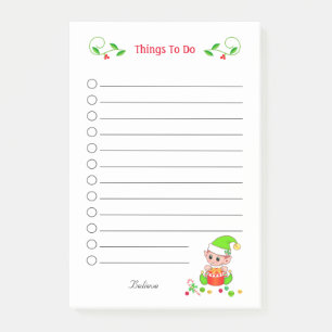 Cute Christmas Elf Things To Do Post-it Notes
