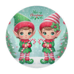 Cute Christmas elves Cutting Board