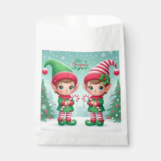 Cute Christmas elves  Favour Bags (Front)