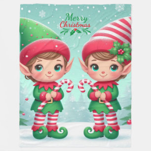 Cute Christmas elves Fleece Blanket