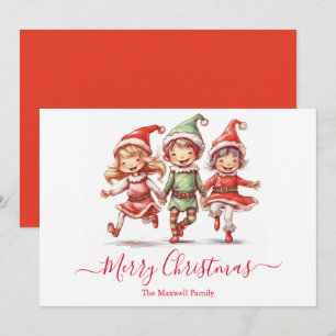 Cute Christmas elves Holiday Card