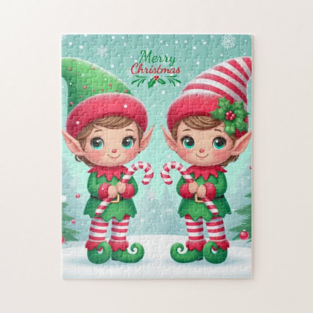 Cute Christmas elves  Jigsaw Puzzle (Vertical)