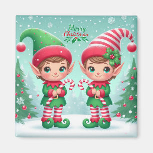 Cute Christmas elves  Magnet