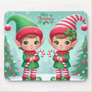 Cute Christmas elves  Mouse Mat