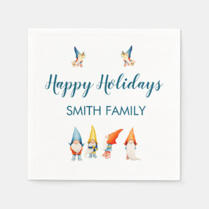 Cute Christmas Elves Paper Napkins