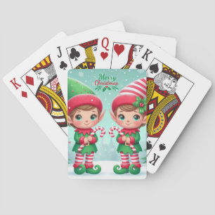 Cute Christmas elves Playing Cards