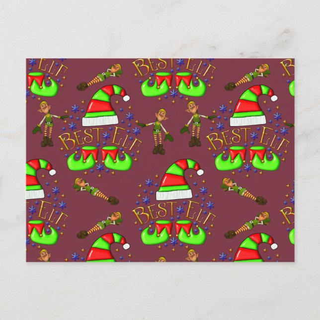Cute Christmas Elves Postcard (Front)