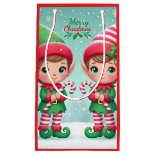 Cute Christmas elves Small Gift Bag
