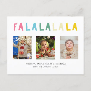 Cute Christmas Fa La La 3 Photo Collage Sweet Holiday Postcard