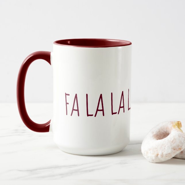 Cute Christmas FA LA LA LA Mug (With Donut)