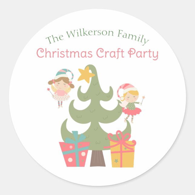 Cute Christmas Fairies Classic Round Sticker (Front)