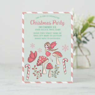 Cute Christmas Fairy and Mushrooms Invitation
