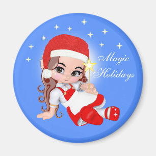 Cute Christmas Fairy Angel & Stars Magnet