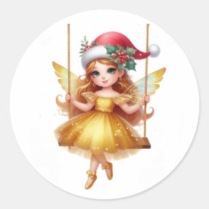 Cute Christmas fairy Classic Round Sticker