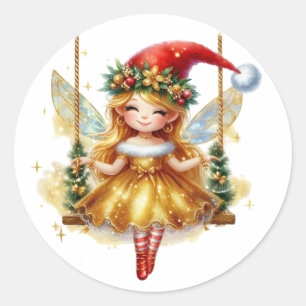Cute Christmas fairy Classic Round Sticker