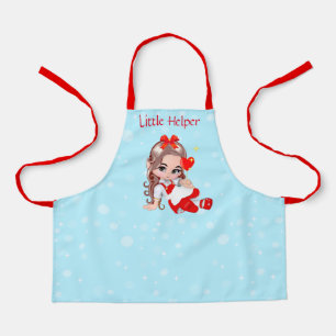 Cute Christmas Fairy on Light Blue Apron