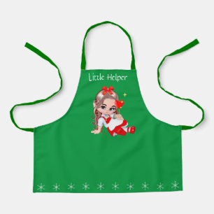 Cute Christmas Fairy & Snowflakes on Green Apron