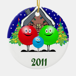 Cute Christmas Family 2011 Ceramic Tree Decoration