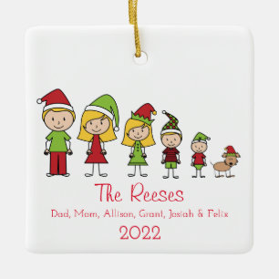 Cute Christmas Family Personalised Ceramic Ornament