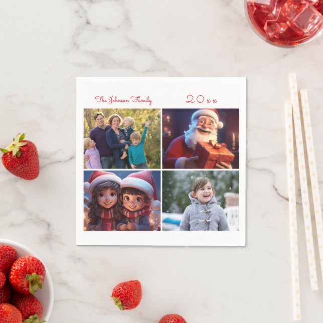 Cute Christmas Family Photo Paper Napkins (Insitu)