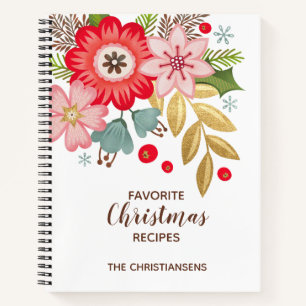 Cute Christmas Family Recipe Cookbook Keepsake Notebook